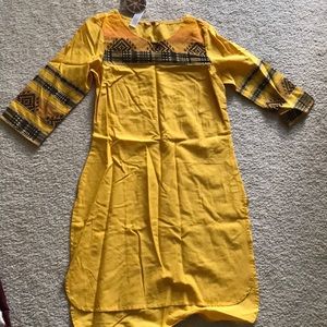 Yellow cotton ladies kurti